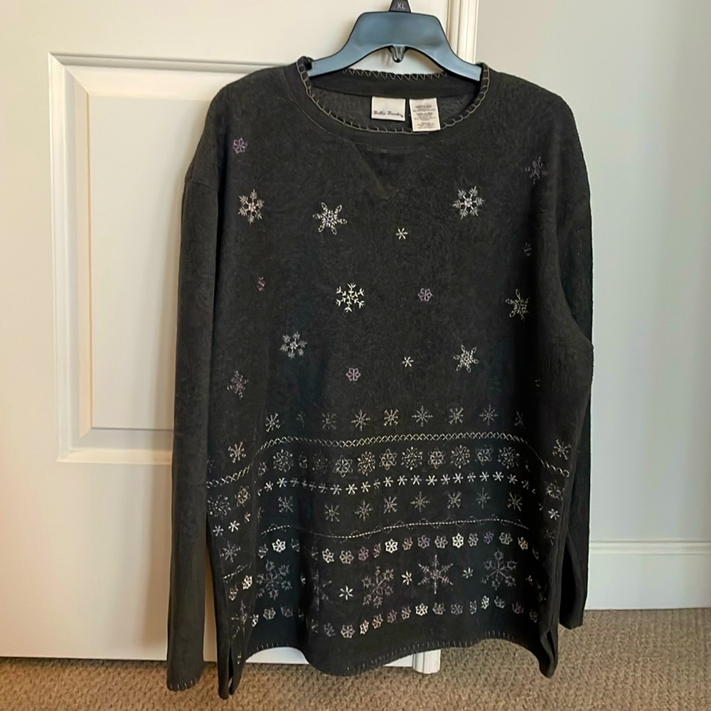 Bobbie Brooks Women’s Fleece Sweater - Charcoal Gray XL